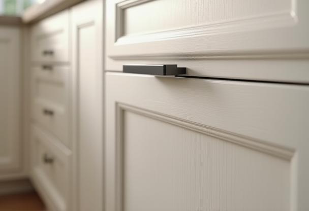Close-up view of high-quality kitchen cabinet detail showcasing craftsmanship