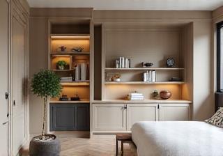 Example of custom built-in cabinets and storage solutions in a modern home